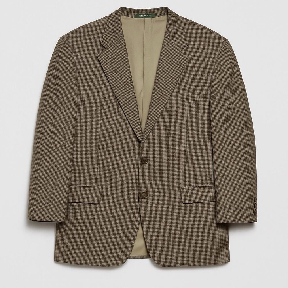 Vintage Lauren Ralph Lauren Blazer 44R Wool Houndstooth Windowpane Sport Coat